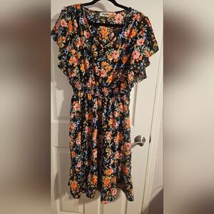 Floral Ruffle Sleeve Maxi Dress